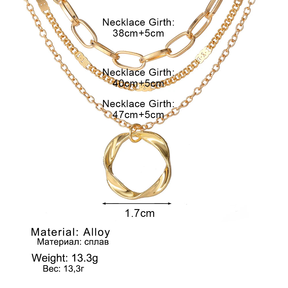 GoldenAura – Layered Circle Necklace