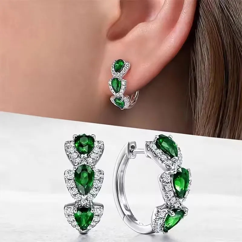 DewGleam – Crystal Gem Hoop Earrings