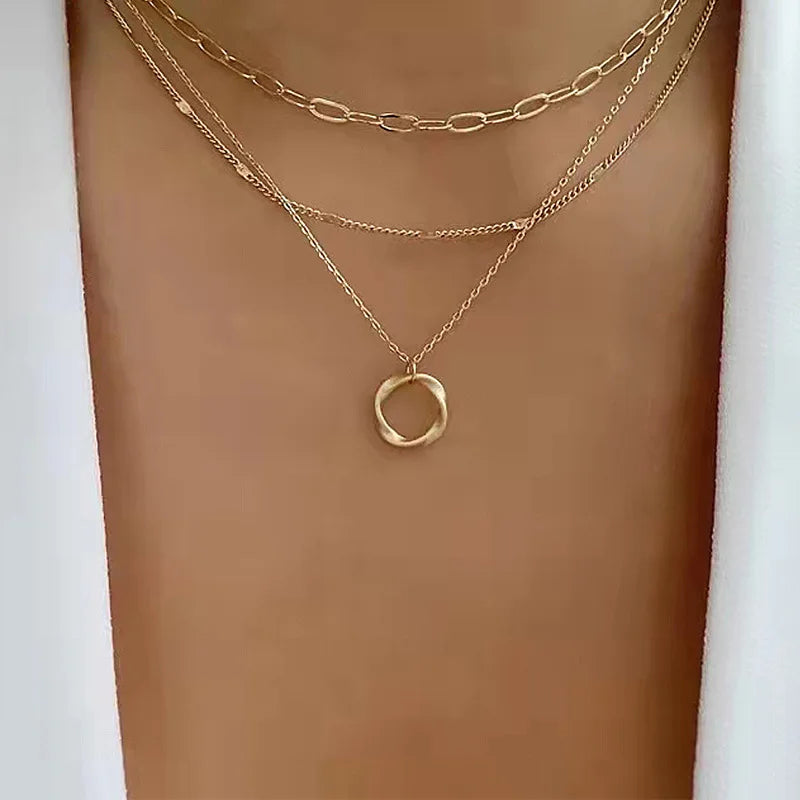 GoldenAura – Layered Circle Necklace