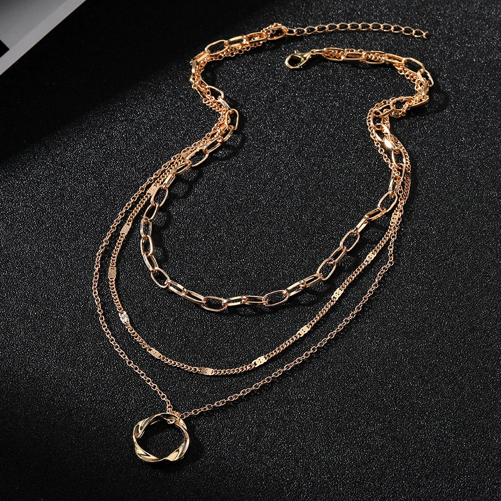 GoldenAura – Layered Circle Necklace