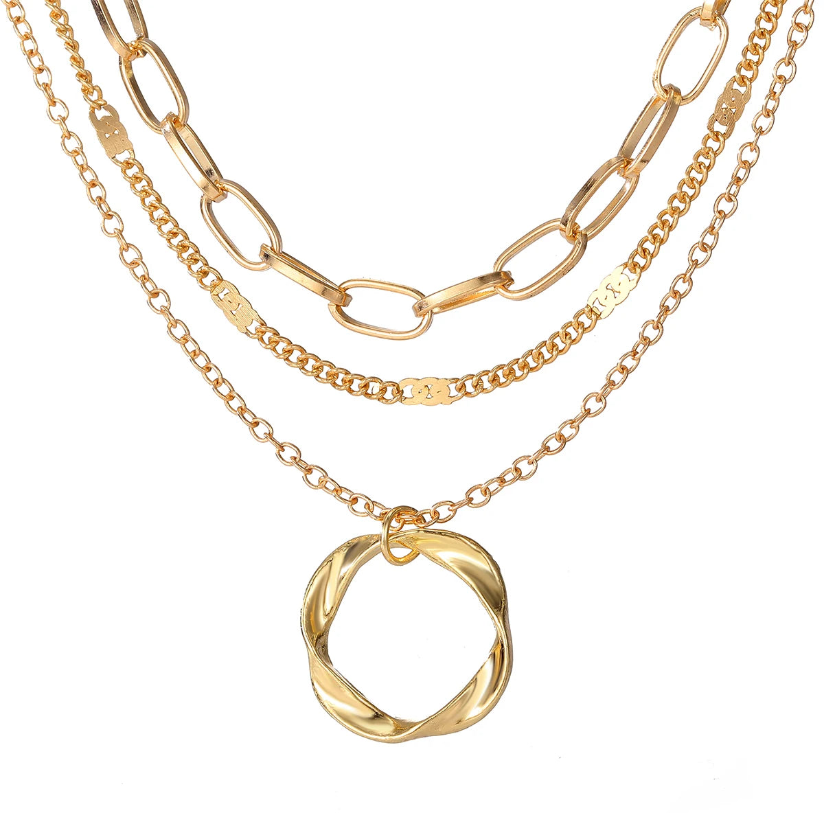 GoldenAura – Layered Circle Necklace
