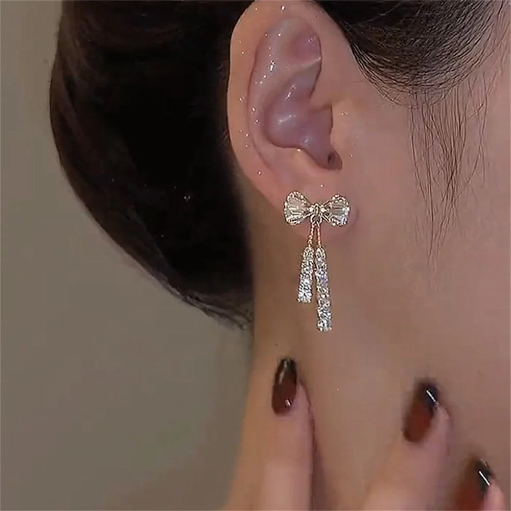 Glamour Bow Crystal Earrings