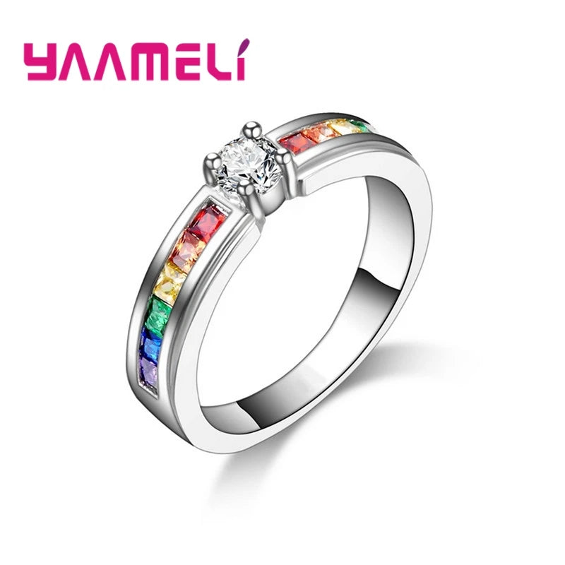 Celestial Kiss – Sterling Silver Rainbow Ring