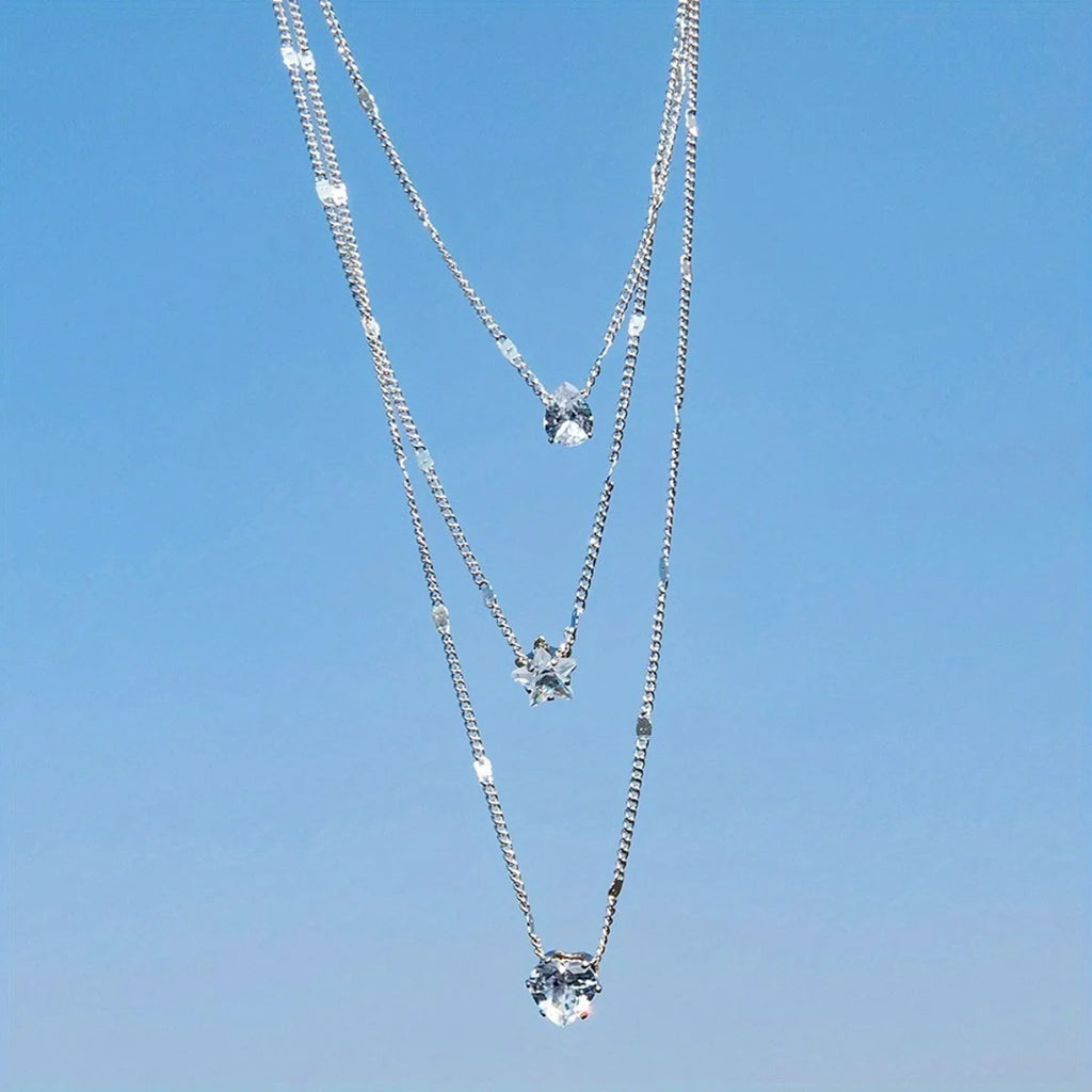 Glam Star & Heart Collarbone Necklace