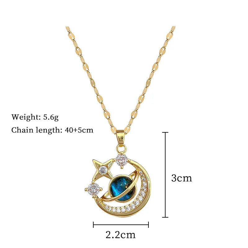 Cosmic Glow – Star & Planet Necklace