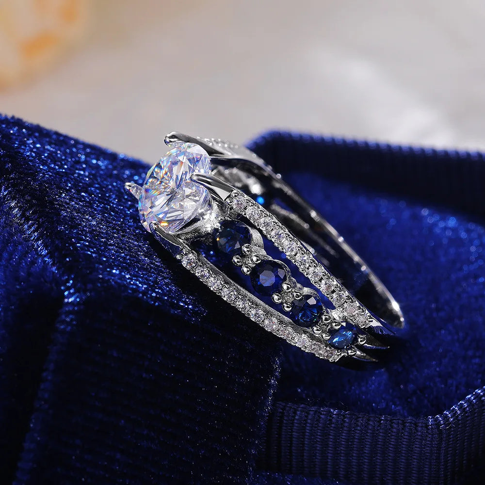 Blue Mirage – Luxury Sapphire Zircon Ring