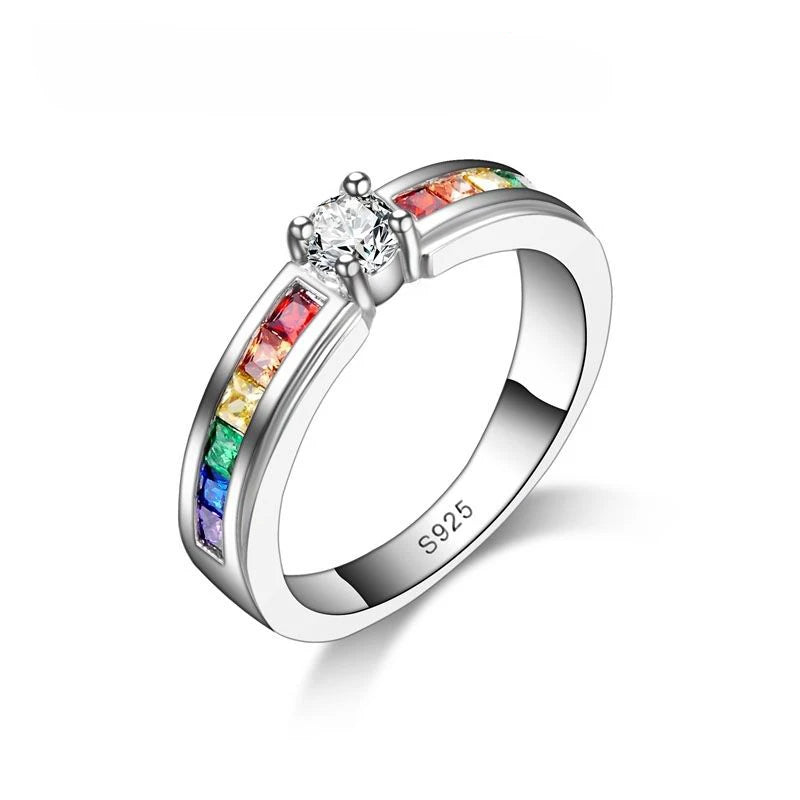 Celestial Kiss – Sterling Silver Rainbow Ring