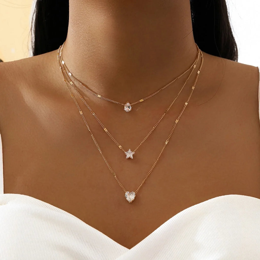 Glam Star & Heart Collarbone Necklace