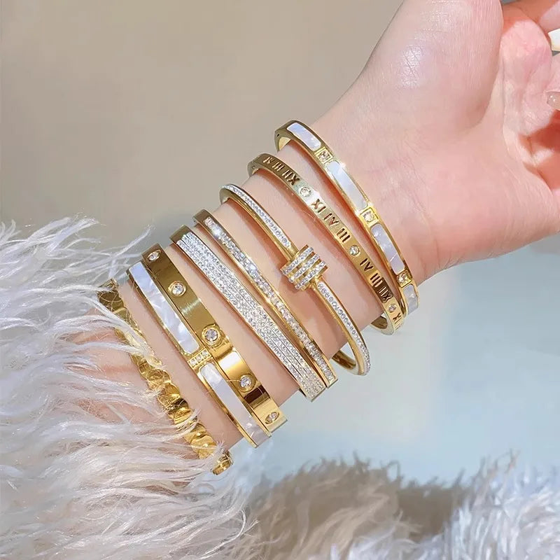 “SparkLuxe – 8-Piece Rhinestone Bracelet Set”