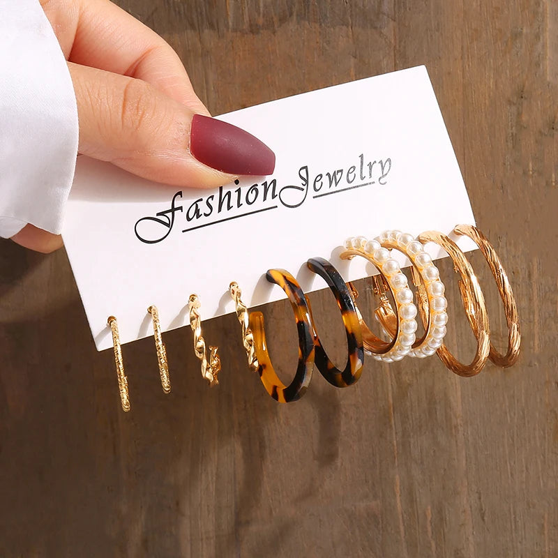 “PearlMuse – Vintage Geometry Earrings Set”