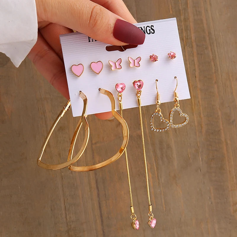 “PearlMuse – Vintage Geometry Earrings Set”