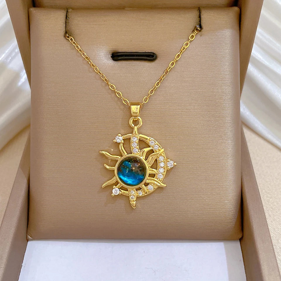 Cosmic Glow – Star & Planet Necklace
