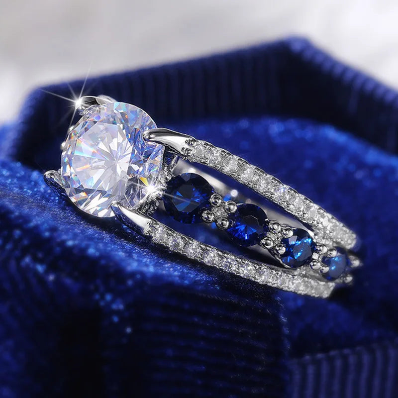 Blue Mirage – Luxury Sapphire Zircon Ring