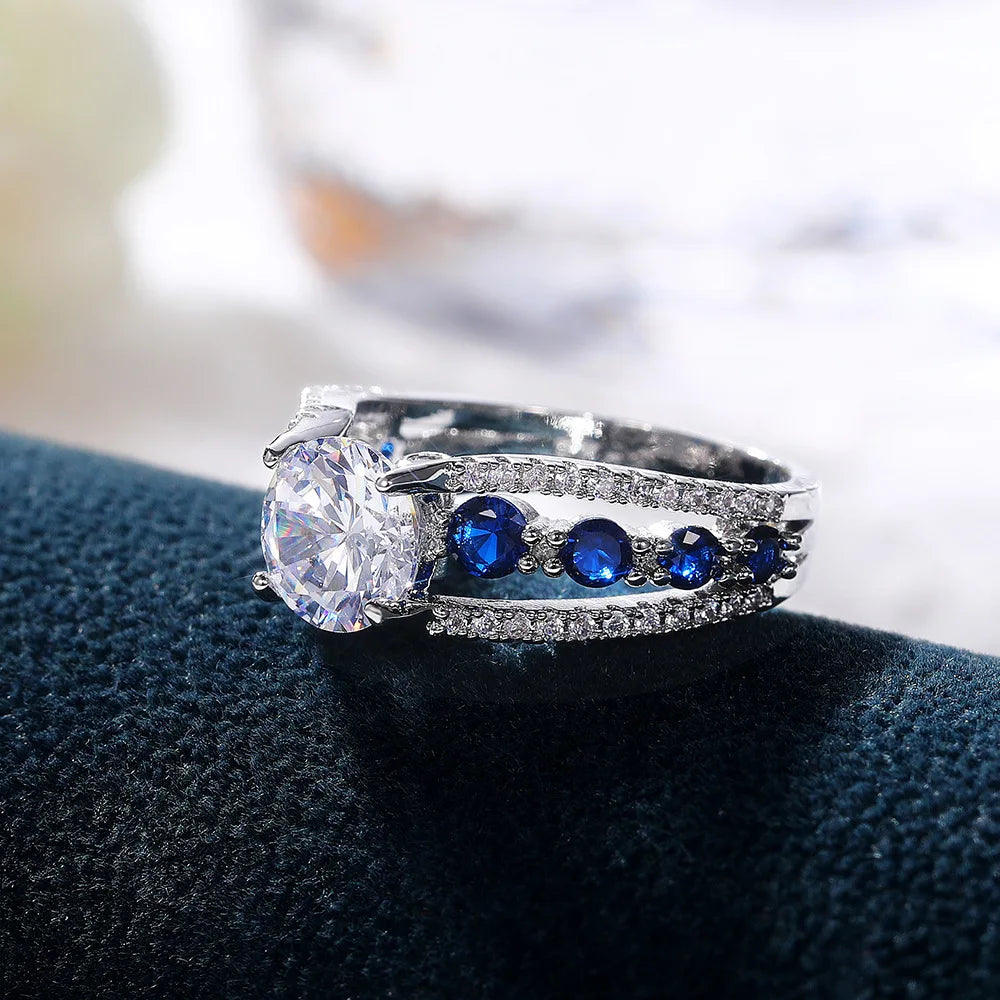 Blue Mirage – Luxury Sapphire Zircon Ring