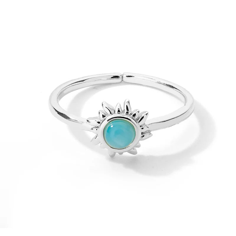 “SolarGlow – Opal Sun & Star Open Ring”
