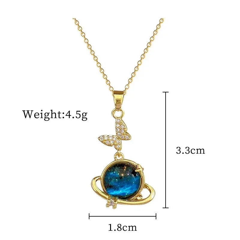 Cosmic Glow – Star & Planet Necklace