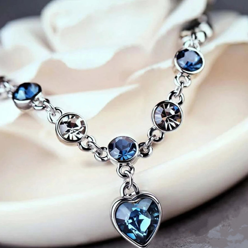 Lucky Heart – Silver Blue Crystal Bracelet