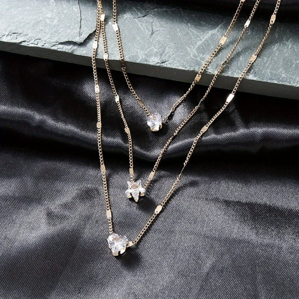 Glam Star & Heart Collarbone Necklace