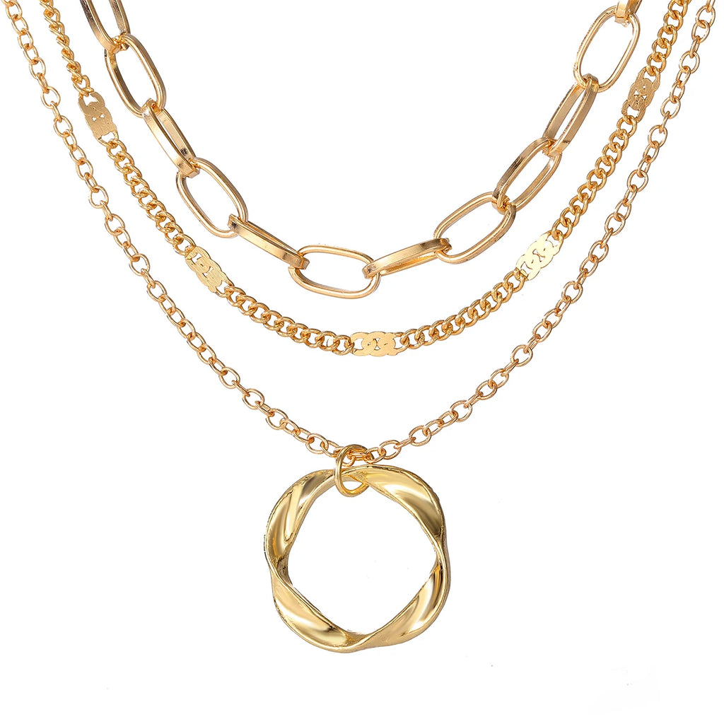 GoldenAura – Layered Circle Necklace