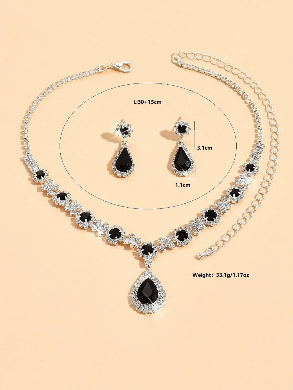 Crystal Elegance – 3-Piece Necklace & Earrings Set