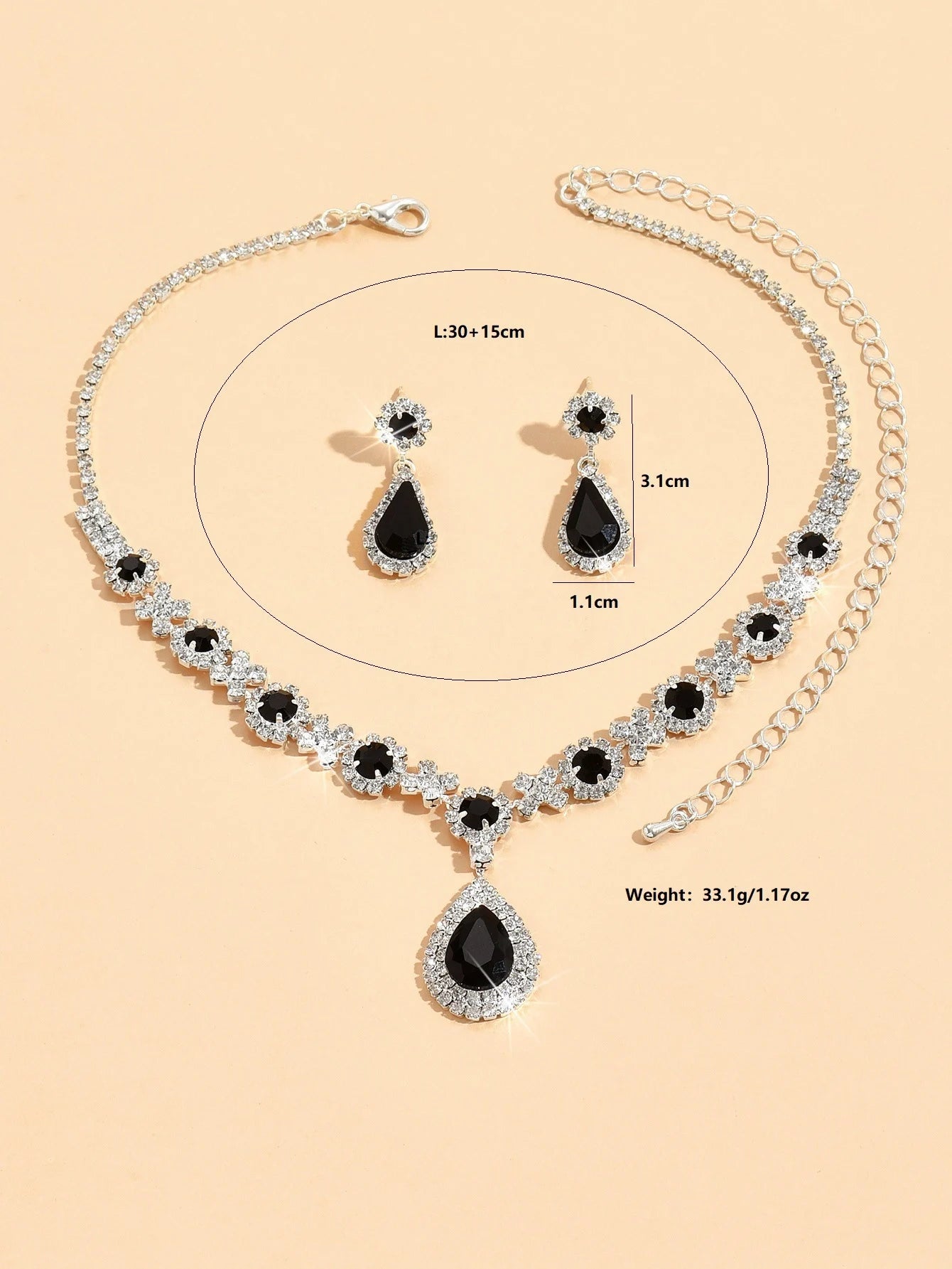 Crystal Elegance – 3-Piece Necklace & Earrings Set