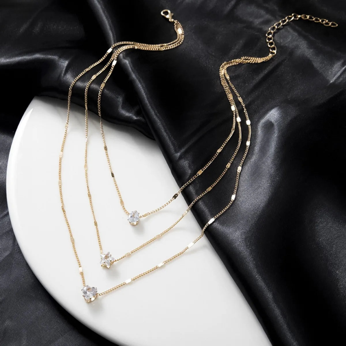 Glam Star & Heart Collarbone Necklace