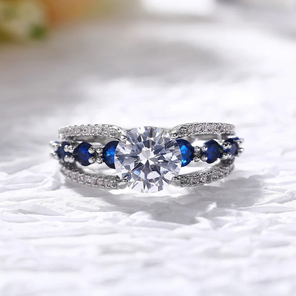 Blue Mirage – Luxury Sapphire Zircon Ring